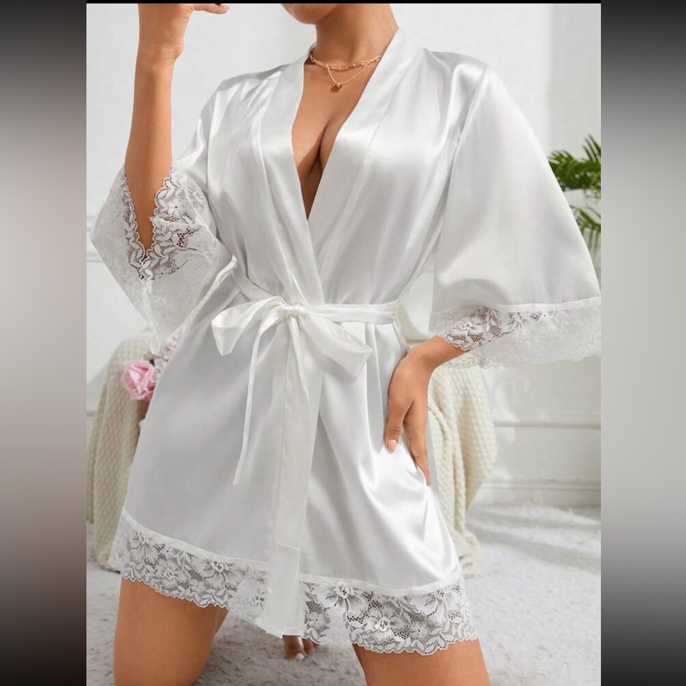 White satin robe